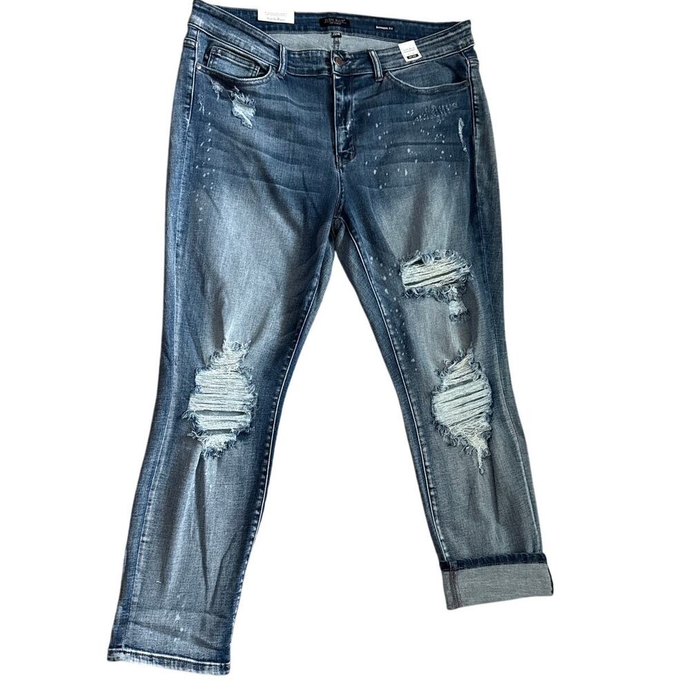 Judy Blue Plus Destroyed Mid-Rise Bleach Splatter Boyfriend Fit Size 20W - Picture 10 of 12